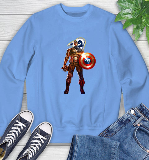 NFL Captain America Marvel Avengers Endgame Football Sports Los Angeles Rams Sweatshirt 11