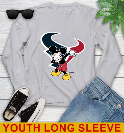 Houston Texans NFL Football Dabbing Mickey Disney Sports Youth Long Sleeve 6