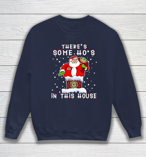 Green Bay Packers Christmas There Is Some Hos In This House Santa Stuck In The Chimney NFL Sweatshirt 2