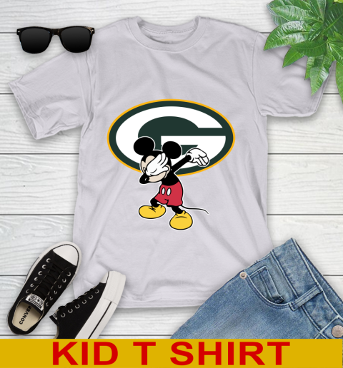 Green Bay Packers NFL Football Dabbing Mickey Disney Sports Youth T-Shirt 5
