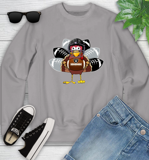 Oakland Raiders Turkey Thanksgiving Day Youth Sweatshirt 4