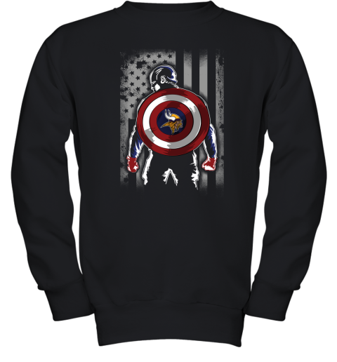 NFL Minnesota Vikings Captain America Marvel Flag Football Sports QuuSF1WoZ3Y youth sweatshirt 47 95 151514 front black