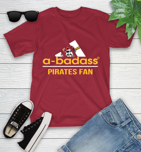 MLB A Badass Pittsburgh Pirates Fan Adidas Baseball Sports Youth T-Shirt 14