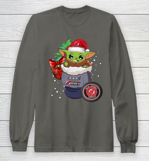 New Jersey Devils Christmas Baby Yoda Star Wars Funny Happy NHL Long Sleeve T-Shirt 8