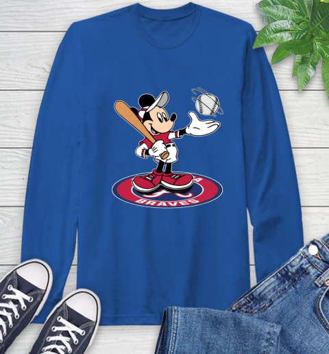 MLB Baseball Atlanta Braves Cheerful Mickey Disney Shirt Long Sleeve T-Shirt 10