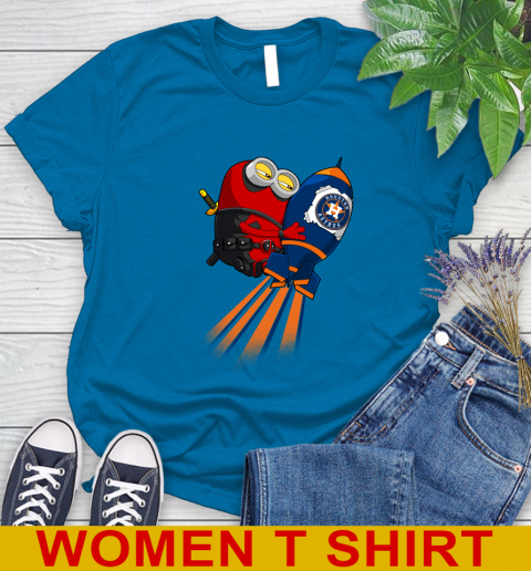 MLB Baseball Houston Astros Deadpool Minion Marvel Shirt Women's T-Shirt 8