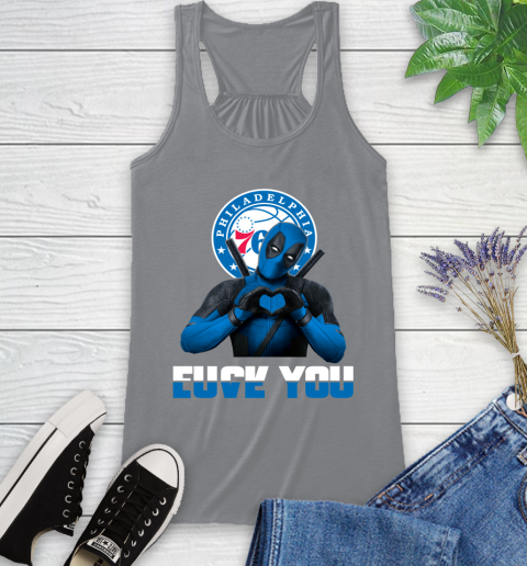 NBA Philadelphia 76ers Deadpool Love You Fuck You Basketball Sports Racerback Tank 4