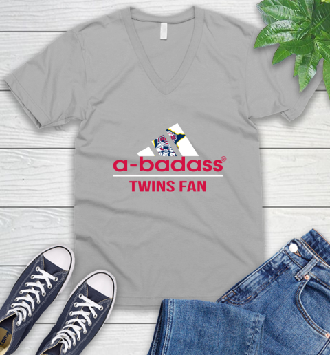 MLB A Badass Minnesota Twins Fan Adidas Baseball Sports V-Neck T-Shirt 3