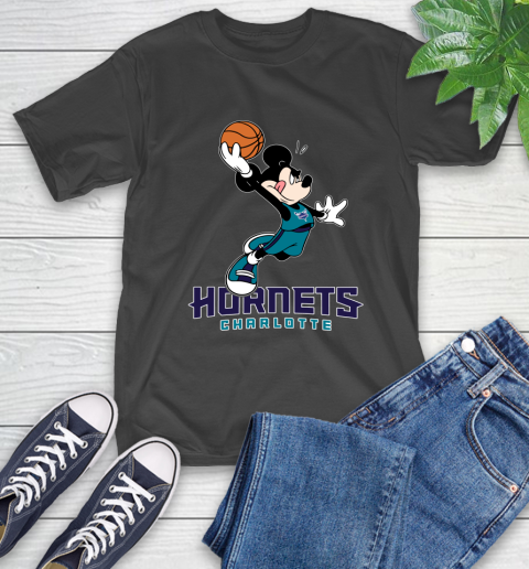 NBA Basketball Charlotte Hornets Cheerful Mickey Mouse Shirt T-Shirt