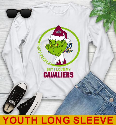 Cleveland Cavaliers NBA Christmas Grinch I Hate People But I Love My Favorite Basketball Team Youth Long Sleeve