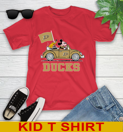 NHL Hockey Anaheim Ducks Pluto Mickey Driving Disney Shirt Youth T-Shirt 10