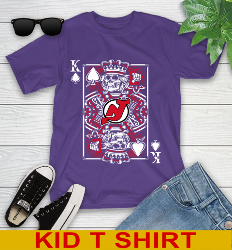 New Jersey Devils NHL Hockey The King Of Spades Death Cards Shirt Youth T-Shirt 3