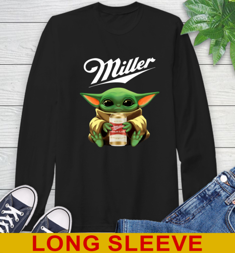 Star Wars Baby Yoda Hugs Miller High Life Beer Shirt 59