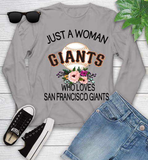 MLB Just A Woman Who Loves San Francisco Giants Baseball Sports Youth Long Sleeve 3