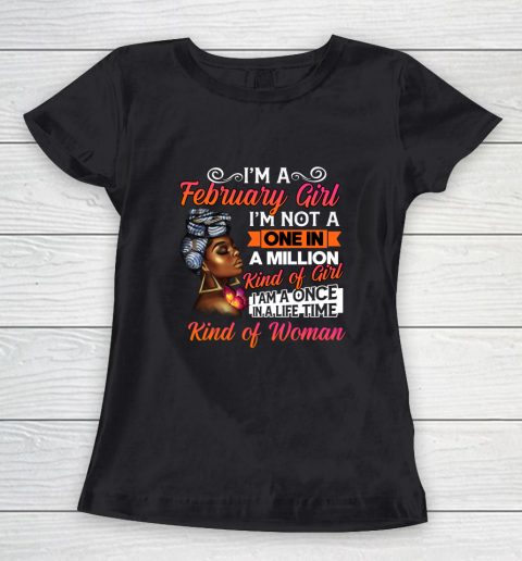 I m A February Girl Black Women Aquarius Birthday Women's T-Shirt