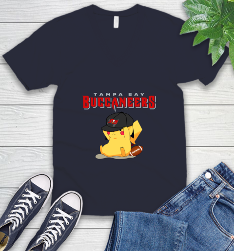 NFL Pikachu Football Tampa Bay Buccaneers V-Neck T-Shirt 3