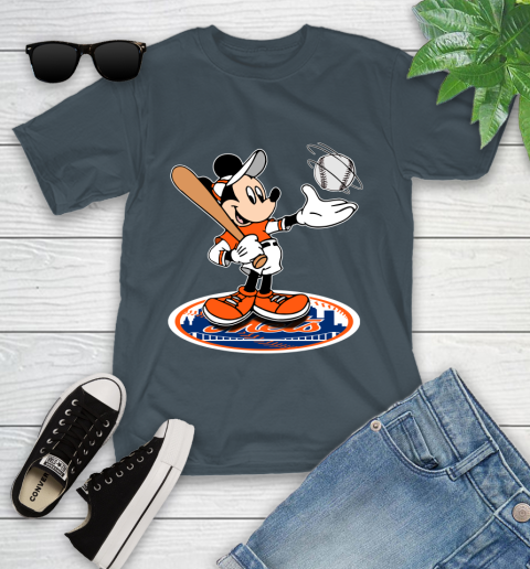 MLB Baseball New York Mets Cheerful Mickey Disney Shirt Youth T-Shirt 8