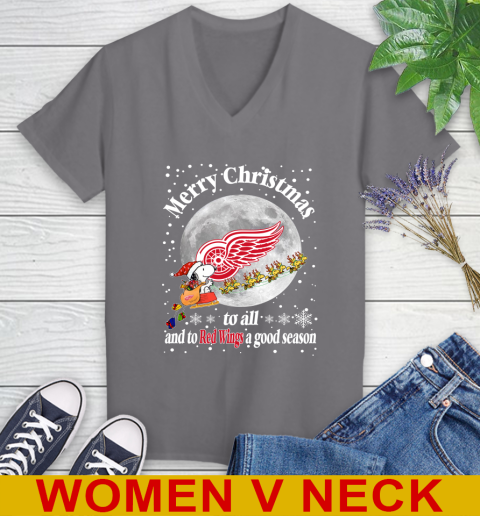Detroit Red Wings Merry Christmas To All And To Red Wings A Good Season NHL Hockey Sports Women's V-Neck T-Shirt 11