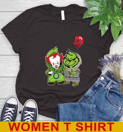 Indianapolis Colts Baby Pennywise Grinch Christmas NFL Football Women's T-Shirt 8