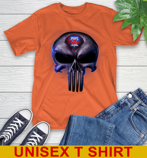 Philadelphia Phillies MLB Baseball Punisher Skull Sports T-Shirt 4