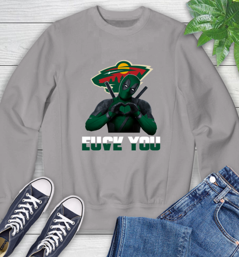 NHL Minnesota Wild Deadpool Love You Fuck You Hockey Sports Sweatshirt 5