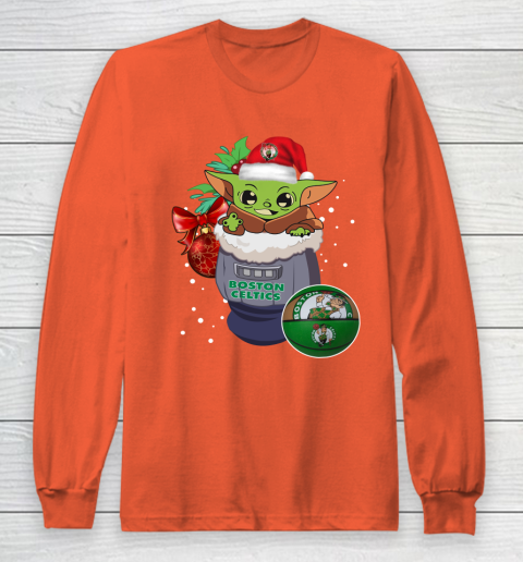 Boston Celtics Christmas Baby Yoda Star Wars Funny Happy NBA Long Sleeve T-Shirt 5