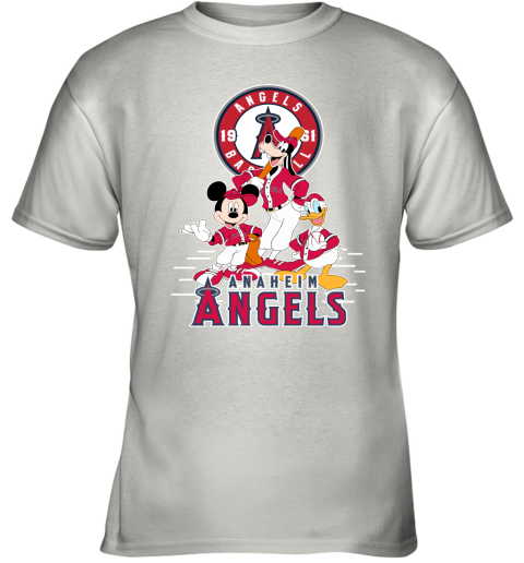 Los Angeles Angels Mickey Donald And Goofy Baseball Youth T-Shirt