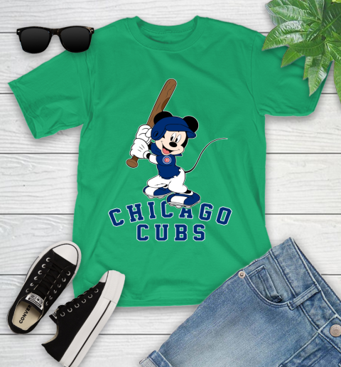 MLB Baseball Chicago Cubs Cheerful Mickey Mouse Shirt Youth T-Shirt 6