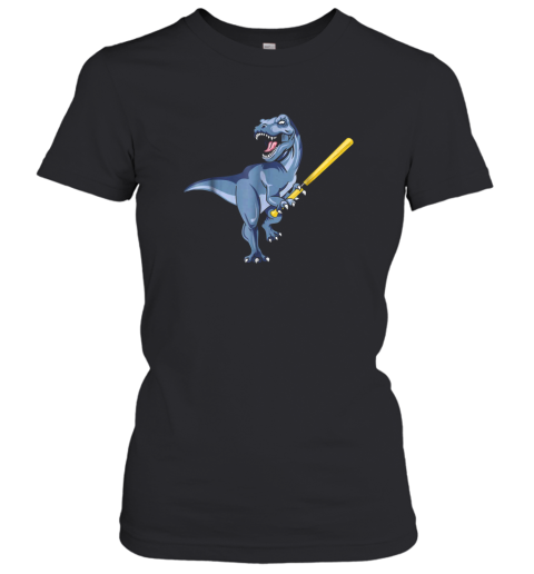 Dinosaur Baseball Shirt October Bat Ball Park Kid TRex Gift Women's T-Shirt