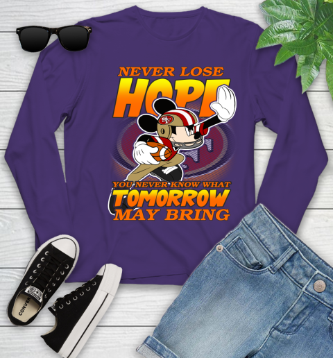 San Francisco 49ers NFL Football Mickey Disney Never Lose Hope Youth Long Sleeve 4