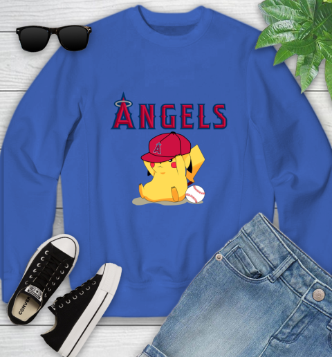 MLB Pikachu Baseball Sports Los Angeles Angels Youth Sweatshirt 8