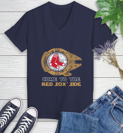 MLB Come To The Boston Red Sox Side Star Wars Baseball Sports Women's V-Neck T-Shirt 12