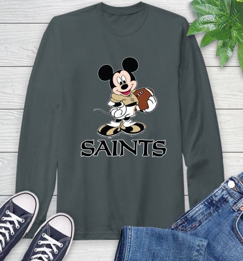 NFL Football New Orleans Saints Cheerful Mickey Mouse Shirt Long Sleeve T-Shirt 7