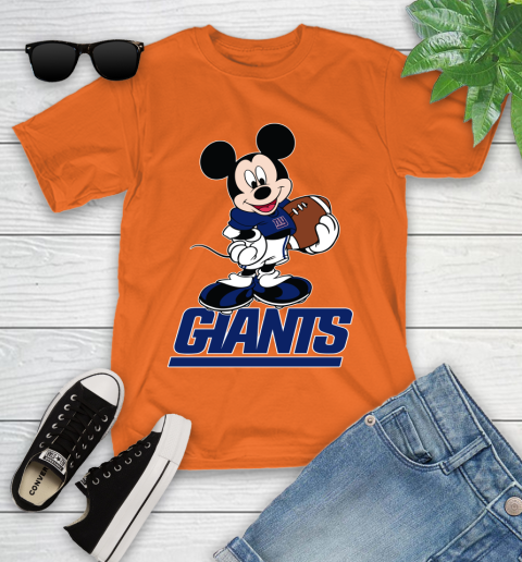 NFL Football New York Giants Cheerful Mickey Mouse Shirt Youth T-Shirt 7