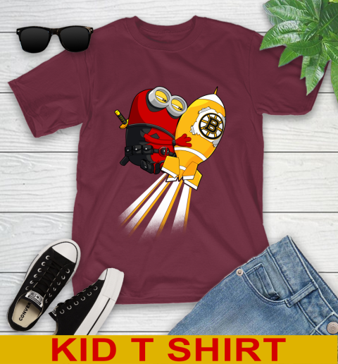 NHL Hockey Boston Bruins Deadpool Minion Marvel Shirt Youth T-Shirt 5