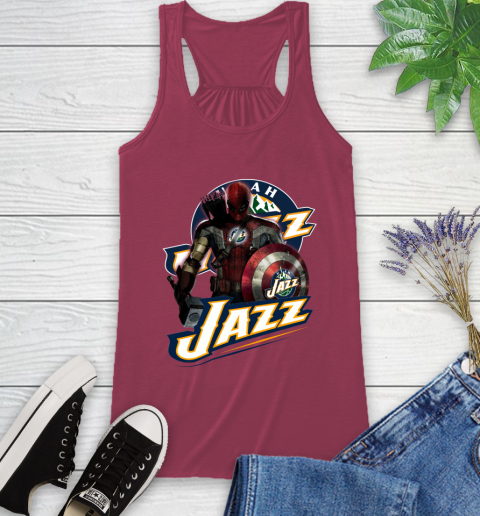 Utah Jazz NBA Basketball Captain America Thor Spider Man Hawkeye Avengers Racerback Tank 8
