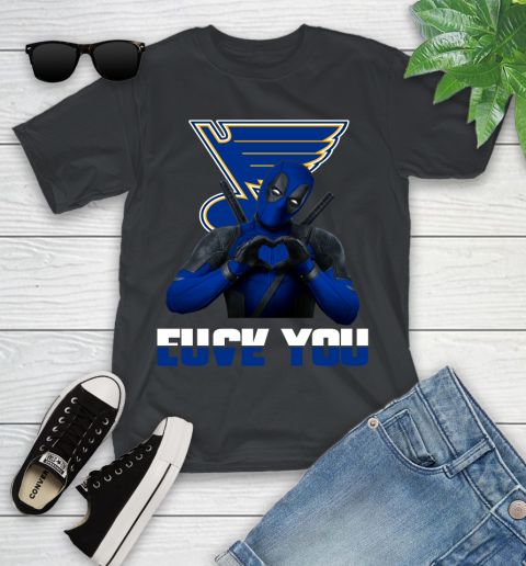 NHL St.Louis Blues Deadpool Love You Fuck You Hockey Sports Youth T-Shirt