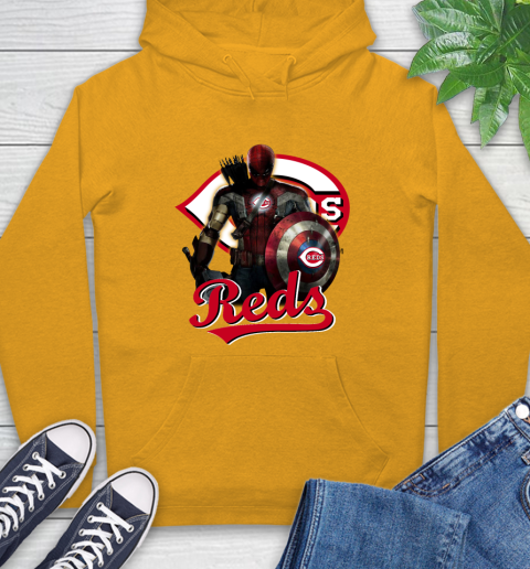 MLB Captain America Thor Spider Man Hawkeye Avengers Endgame Baseball Cincinnati Reds Hoodie 3