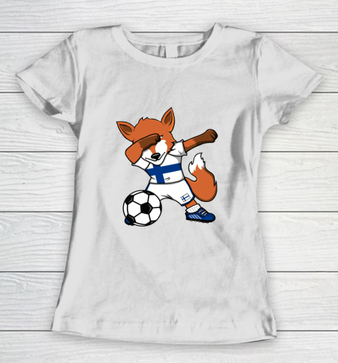 Dabbing Fox Finland Soccer Fan Jersey Finnish Football Lover Women's T-Shirt