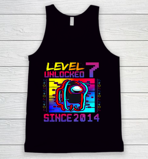 Disstressed Level 7 Unlocked Among With Us 7th Birthday Tank Top