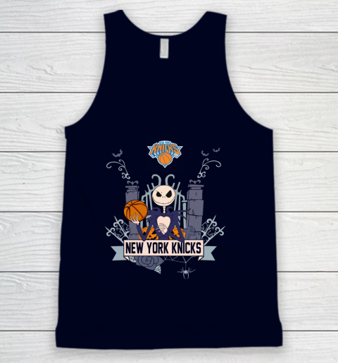 NBA New York Knicks Basketball Jack Skellington Halloween Tank Top 2