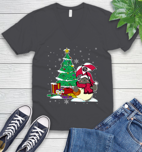 Toronto Raptors NBA Basketball Cute Tonari No Totoro Christmas Sports V-Neck T-Shirt 4