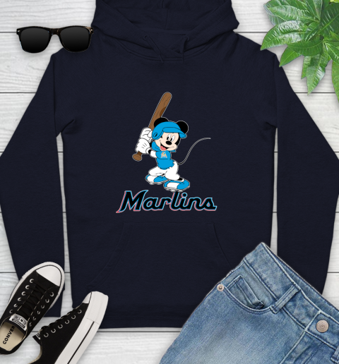 MLB Baseball Miami Marlins Cheerful Mickey Mouse Shirt Youth Hoodie 4