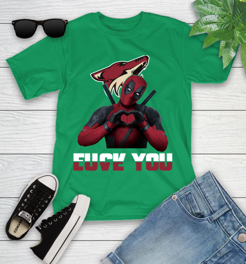 NHL Arizona Coyotes Deadpool Love You Fuck You Hockey Sports Youth T-Shirt 23