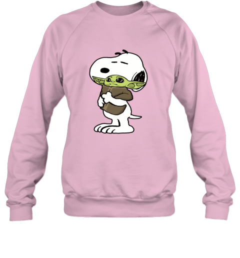 oxbg snoopy hugging baby yoda sweatshirt 35 front light pink
