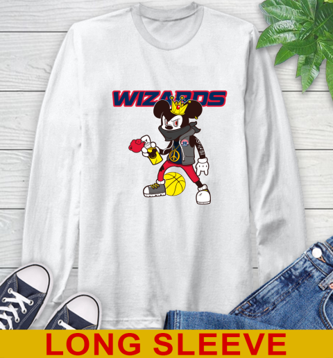 Washington Wizards NBA Basketball Mickey Peace Sign Sports Long Sleeve T-Shirt