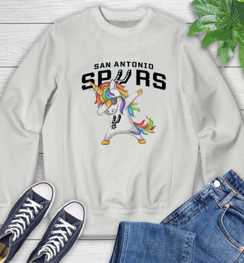 San Antonio Spurs NBA Basketball Funny Unicorn Dabbing Sports Sweatshirt 5