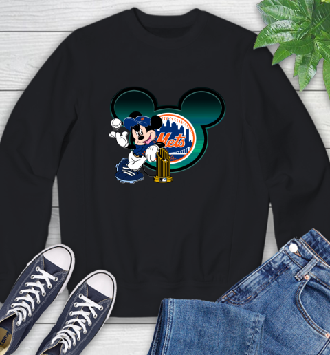 MLB New York Mets The Commissioner's Trophy Mickey Mouse Disney Sweatshirt 3 MLB New York Mets The Commissioner's Trophy Mickey Mouse Disney Sweatshirt - Image 3