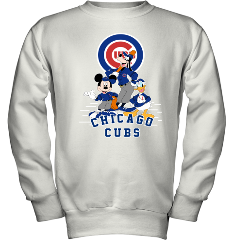 Chicago Cubs Mickey Donald And Goofy Baseball Youth Sweatshirt