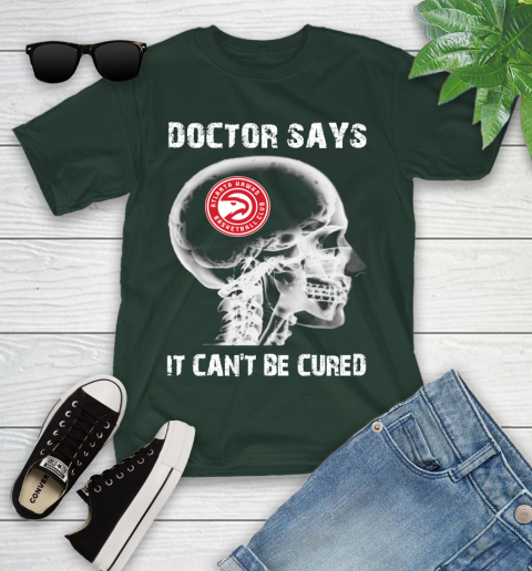 NBA Atlanta Hawks Basketball Skull It Can't Be Cured Shirt Youth T-Shirt 4